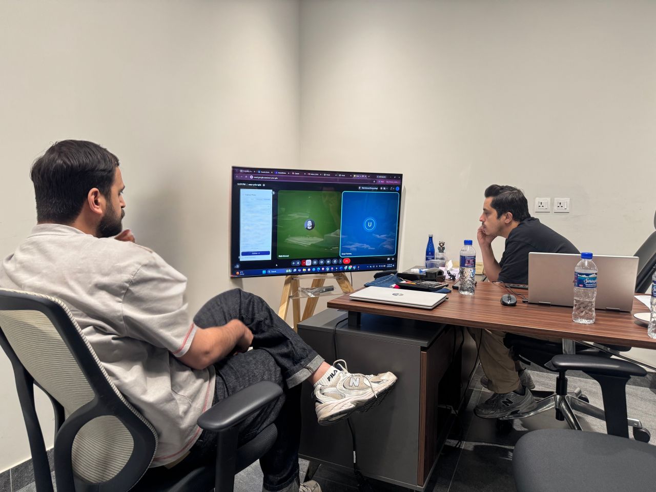 DenimNotes team following up with Nishat Denim on a Google Meet call